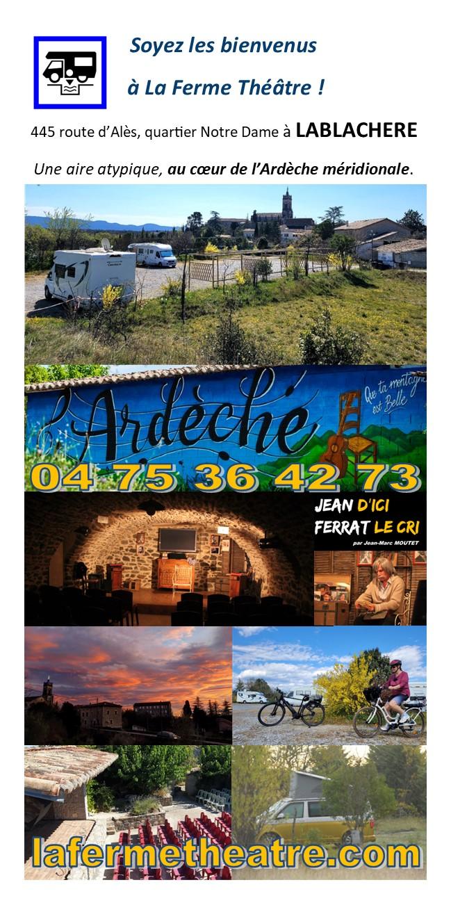 Aire camping car et van la ferme theatre a lablachere ardeche